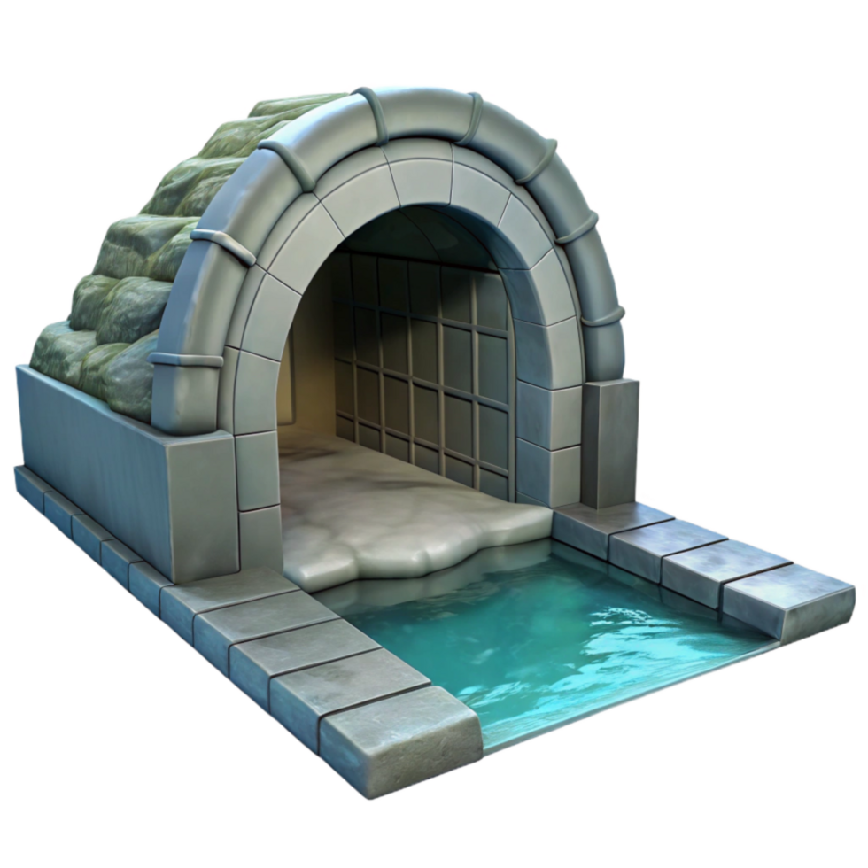 dramatic creative Submerged Tunnel Entrance Side Angle Isolated detailed png