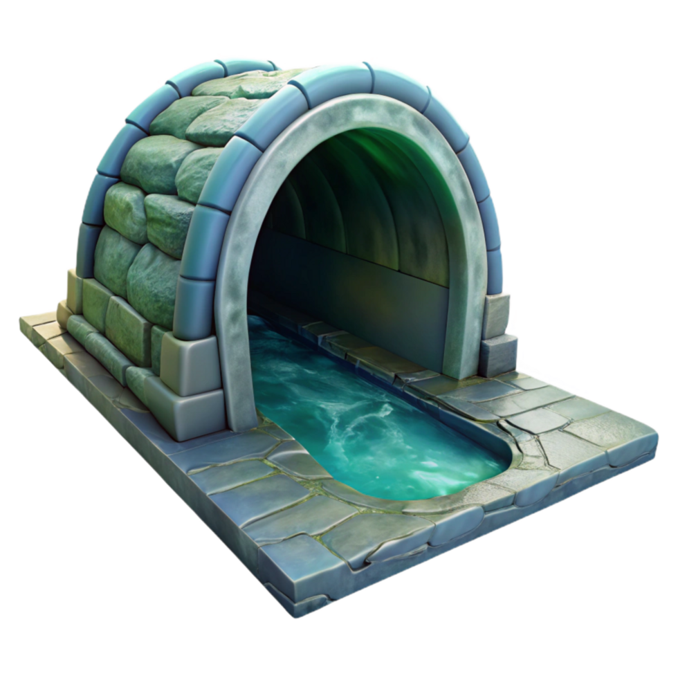 magnificent vintage Submerged Tunnel Entrance Side Angle Isolated genuine png