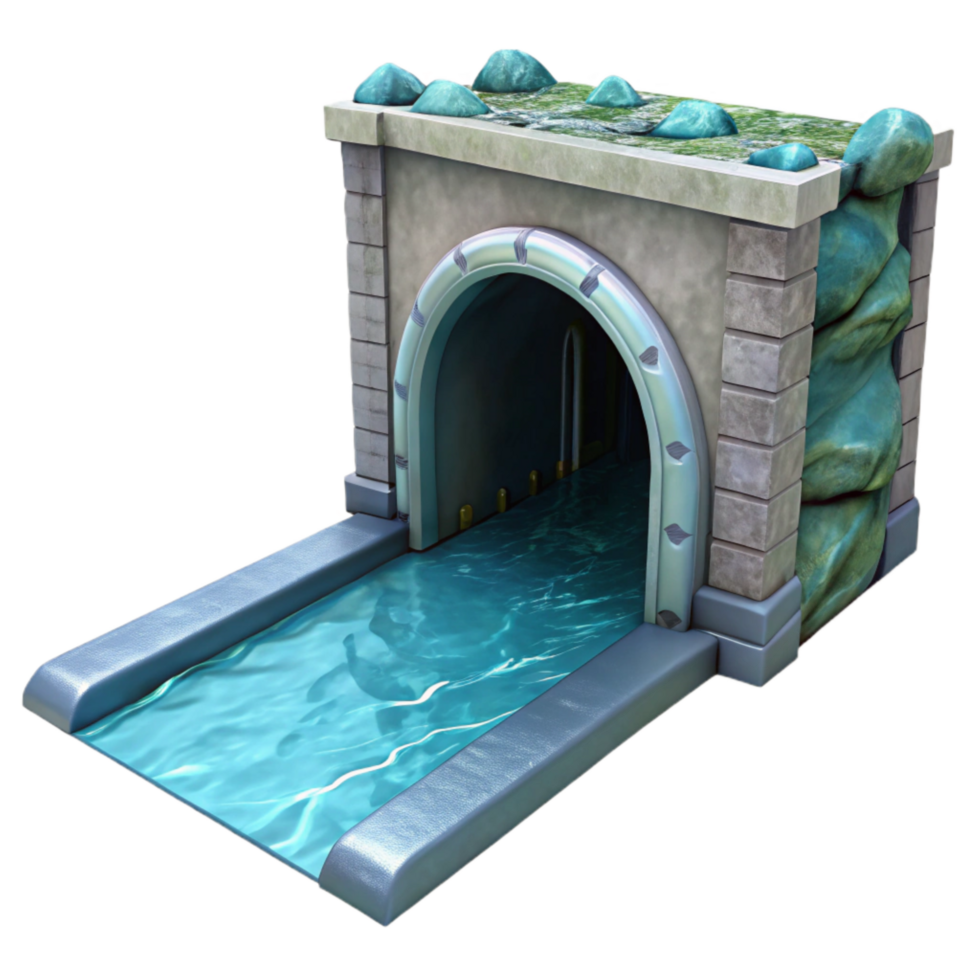 impressive creative Submerged Tunnel Entrance Side Angle Isolated high quality png