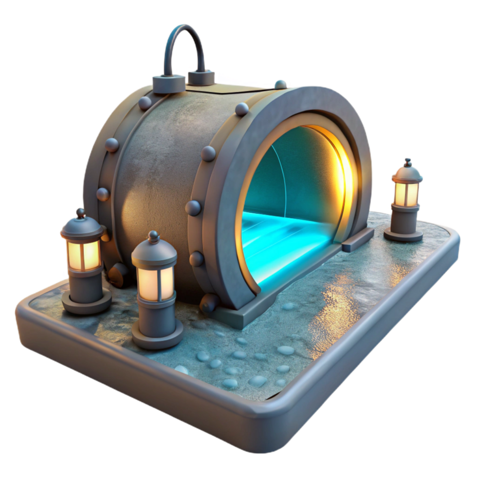 wonderful minimalist Submerged Tunnel Lighting System Realistic Render Isolated original png