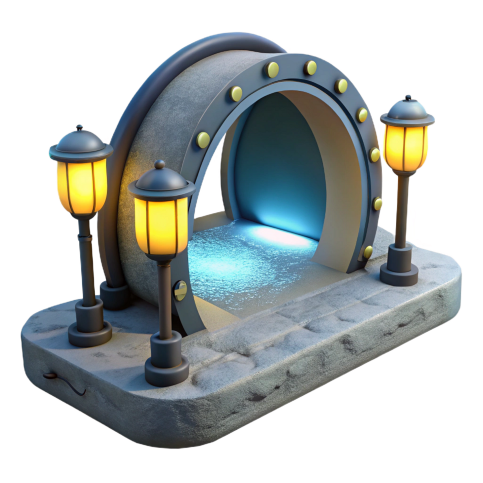 wonderful classic Submerged Tunnel Lighting System Realistic Render Isolated detailed png