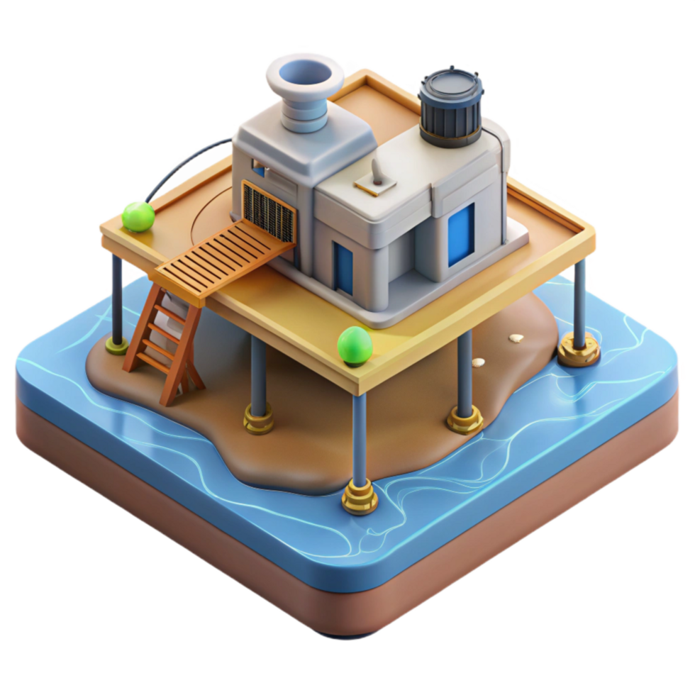 extraordinary minimalist Subsea Cable Landing Station Isometric View Cutout high quality png