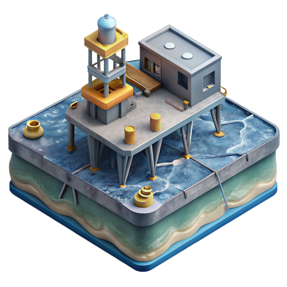 extraordinary classic Subsea Cable Landing Station Isometric View Cutout authentic png