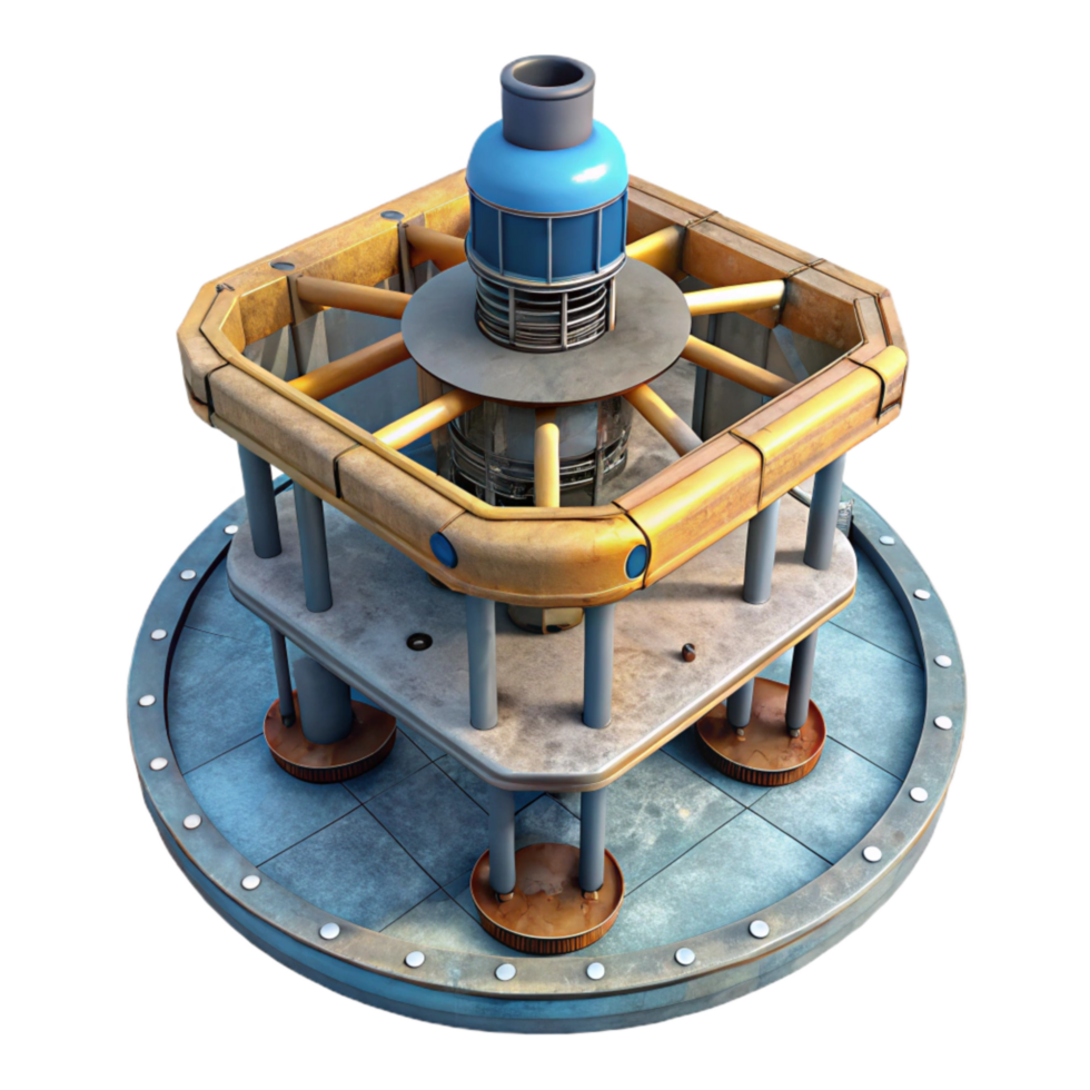 vibrant vintage Subsea Wellhead Platform Top View Transparent Background png