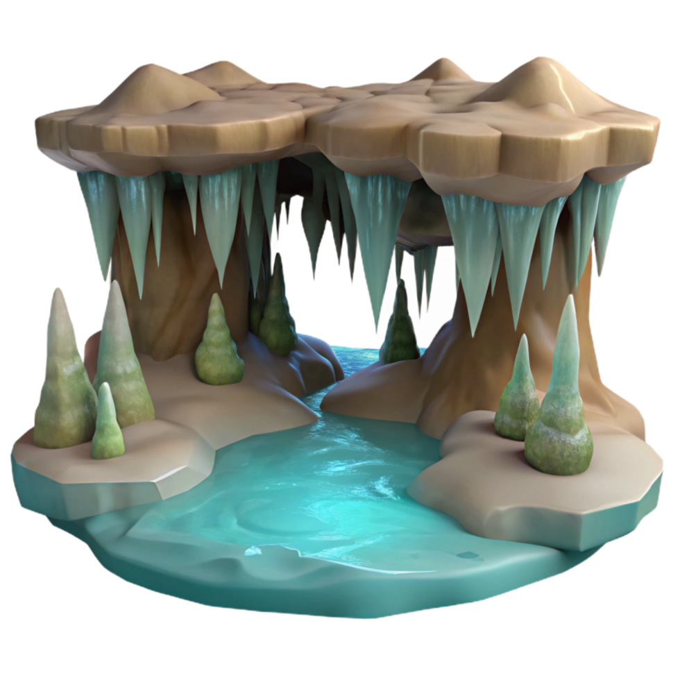 serene modern Subterranean River Stalactites Hanging Transparent exclusive png