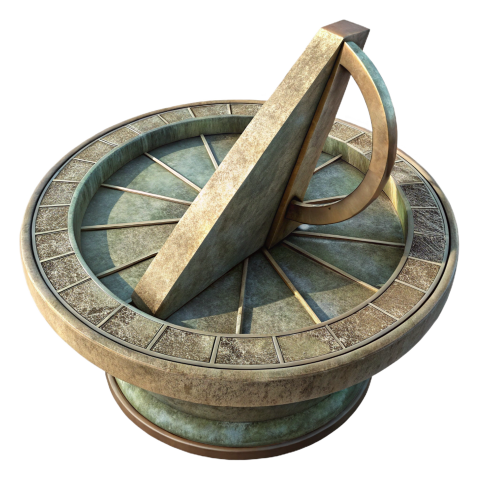 impressive vintage Sundial Side View Isolated detailed png