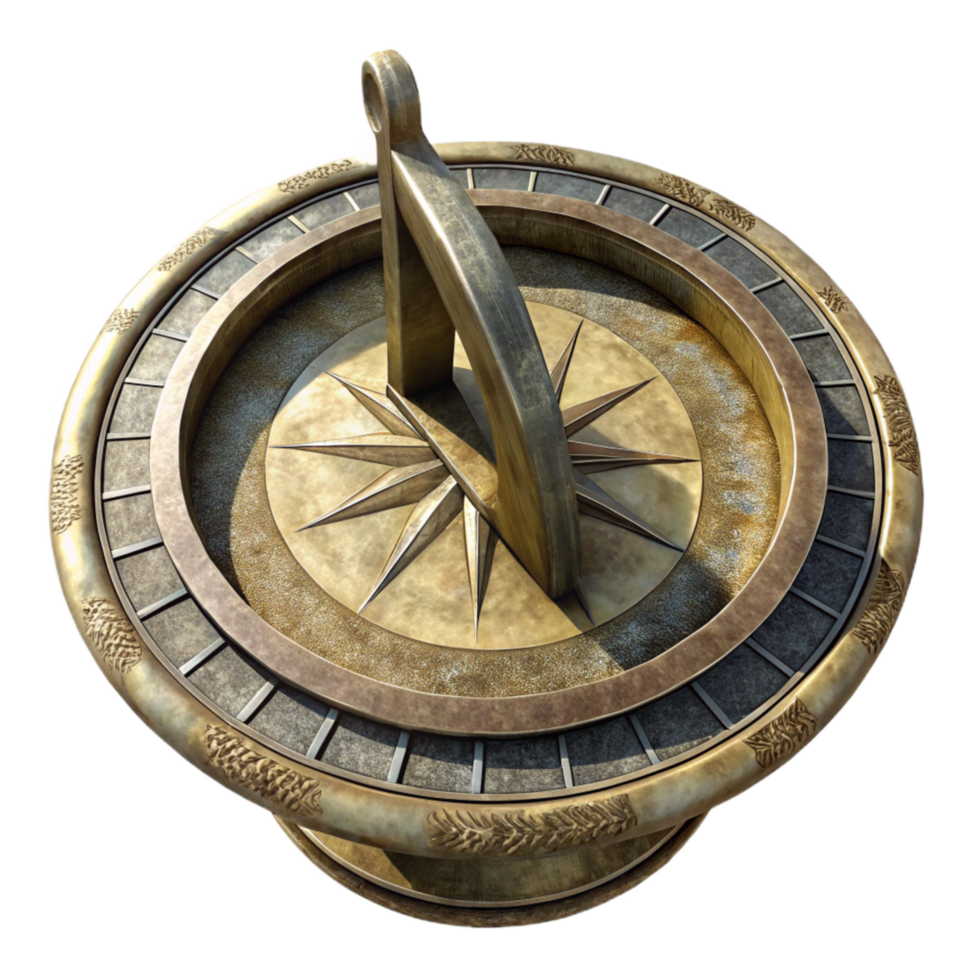 vibrant modern Sundial Top View Isolated authentic png
