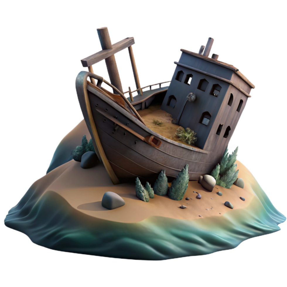 stunning modern Sunken Shipwreck Silhouette Dark Cutout premium png