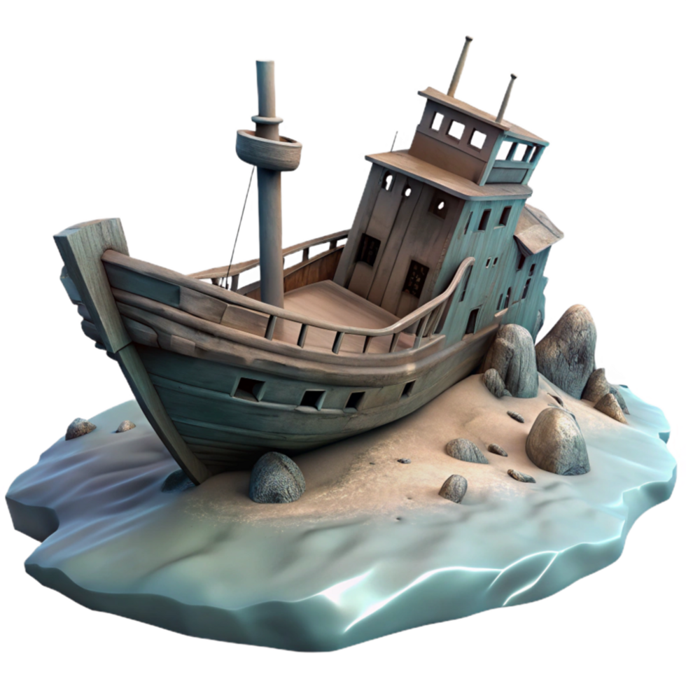 serene modern Sunken Shipwreck Silhouette Transparent Background original png
