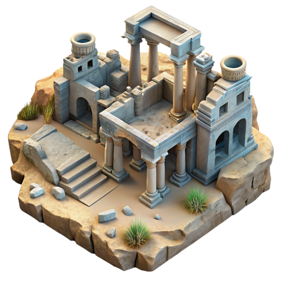 impressive contemporary Sunken City Ruins Top View Transparent Background high resolution png