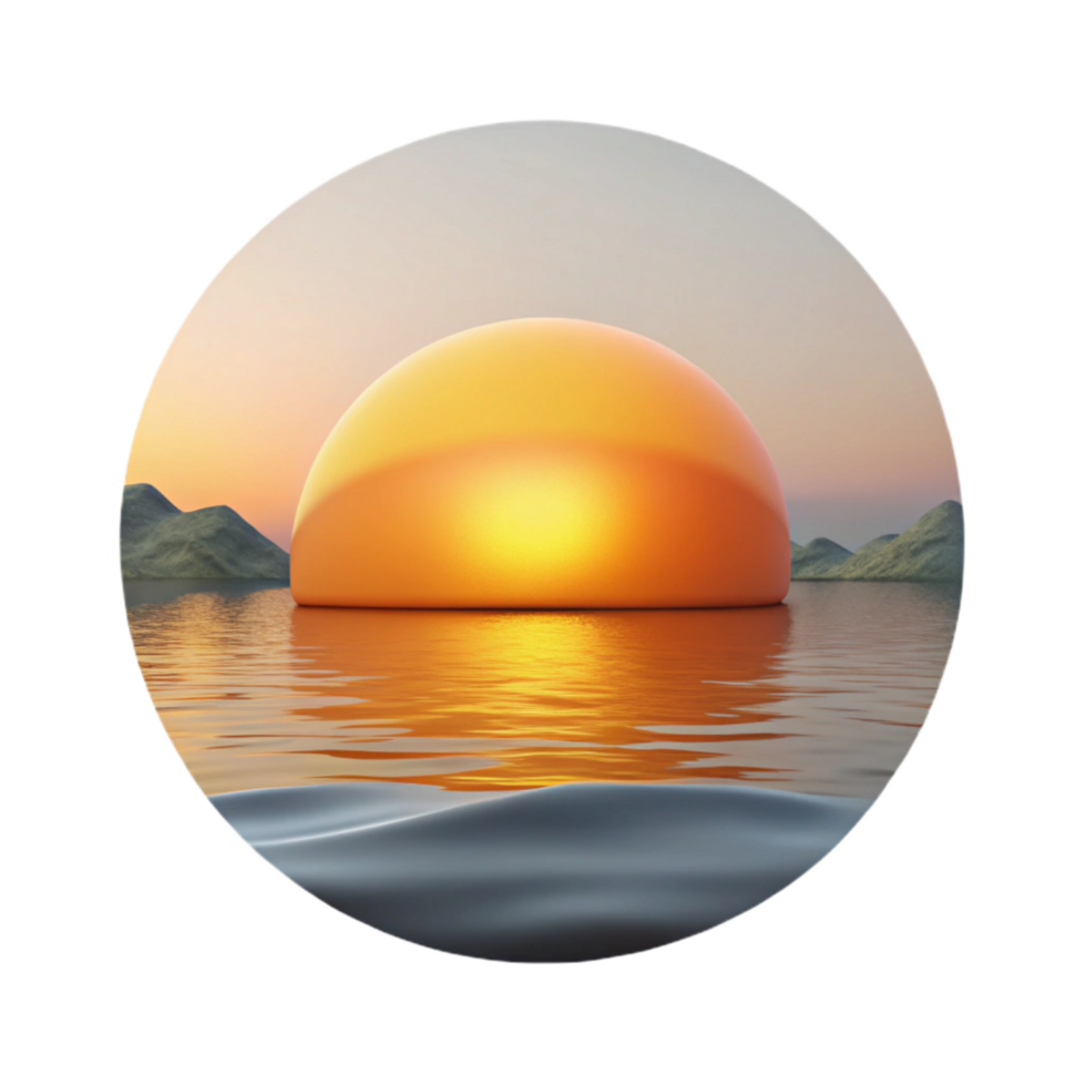 stunning traditional Sunrise Over Calm Lake Isolated high quality png