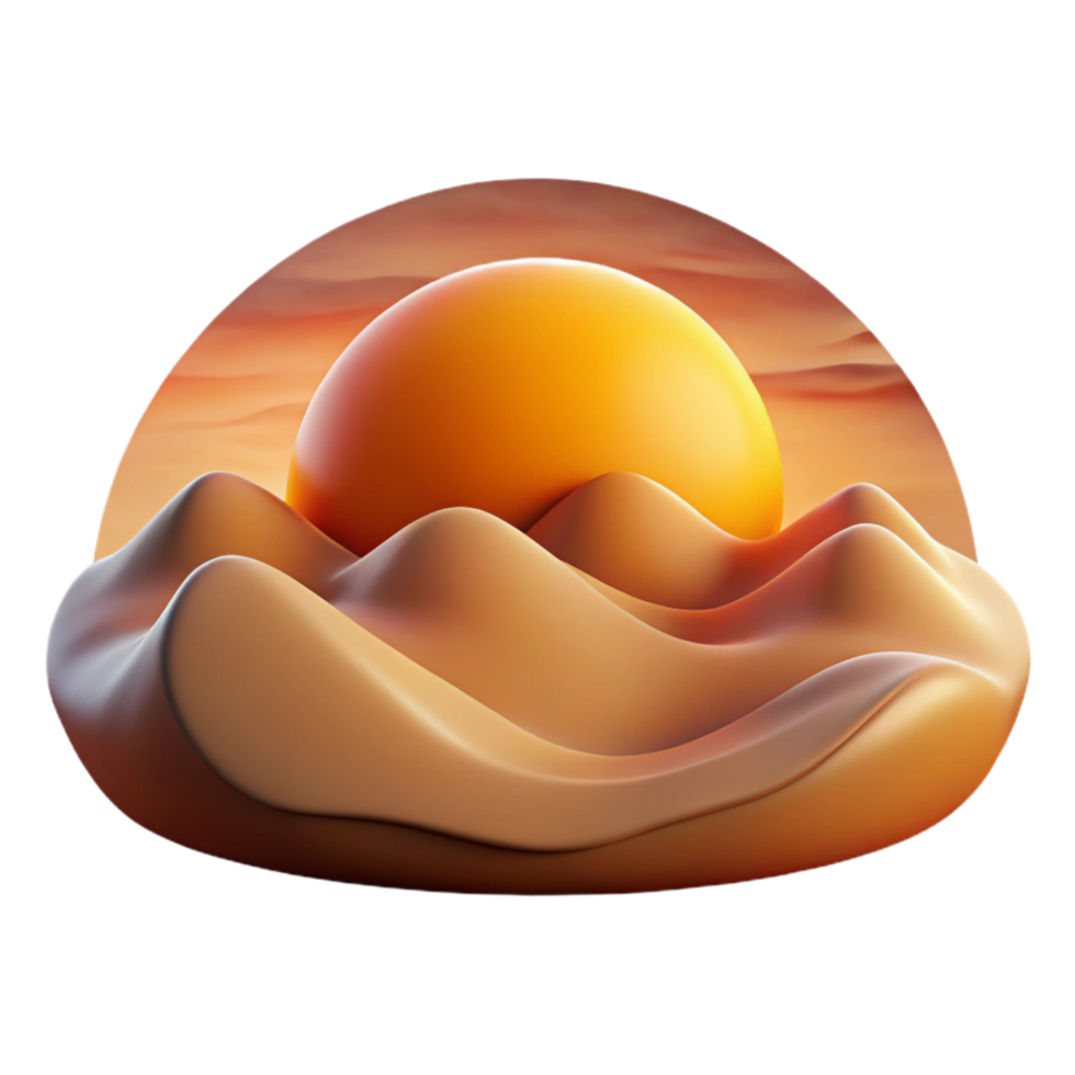 serene rustic Sunrise Over Desert Warm Hues Isolated detailed png