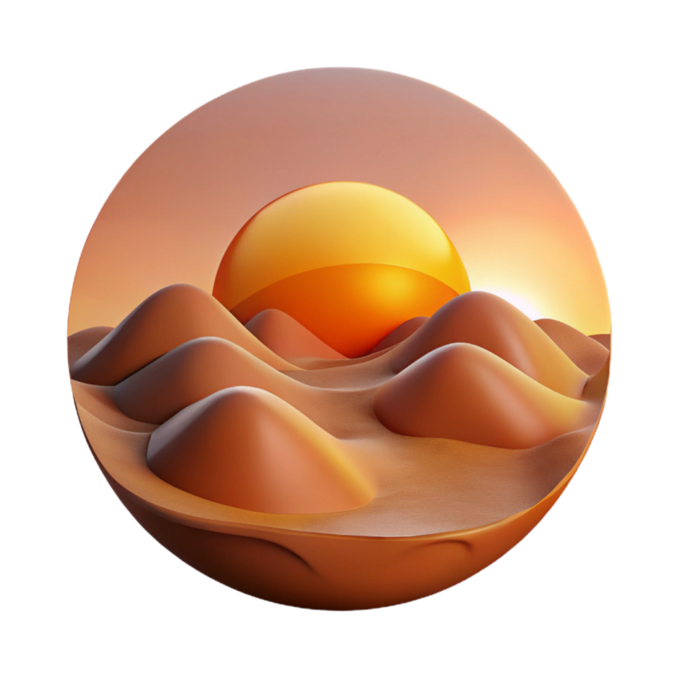 wonderful modern Sunrise Over Desert Warm Hues Isolated high quality png