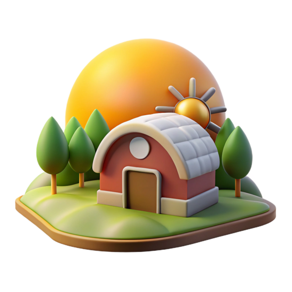 elegant classic Sunrise Over Farm Isolated on Transparent Background high resolution png
