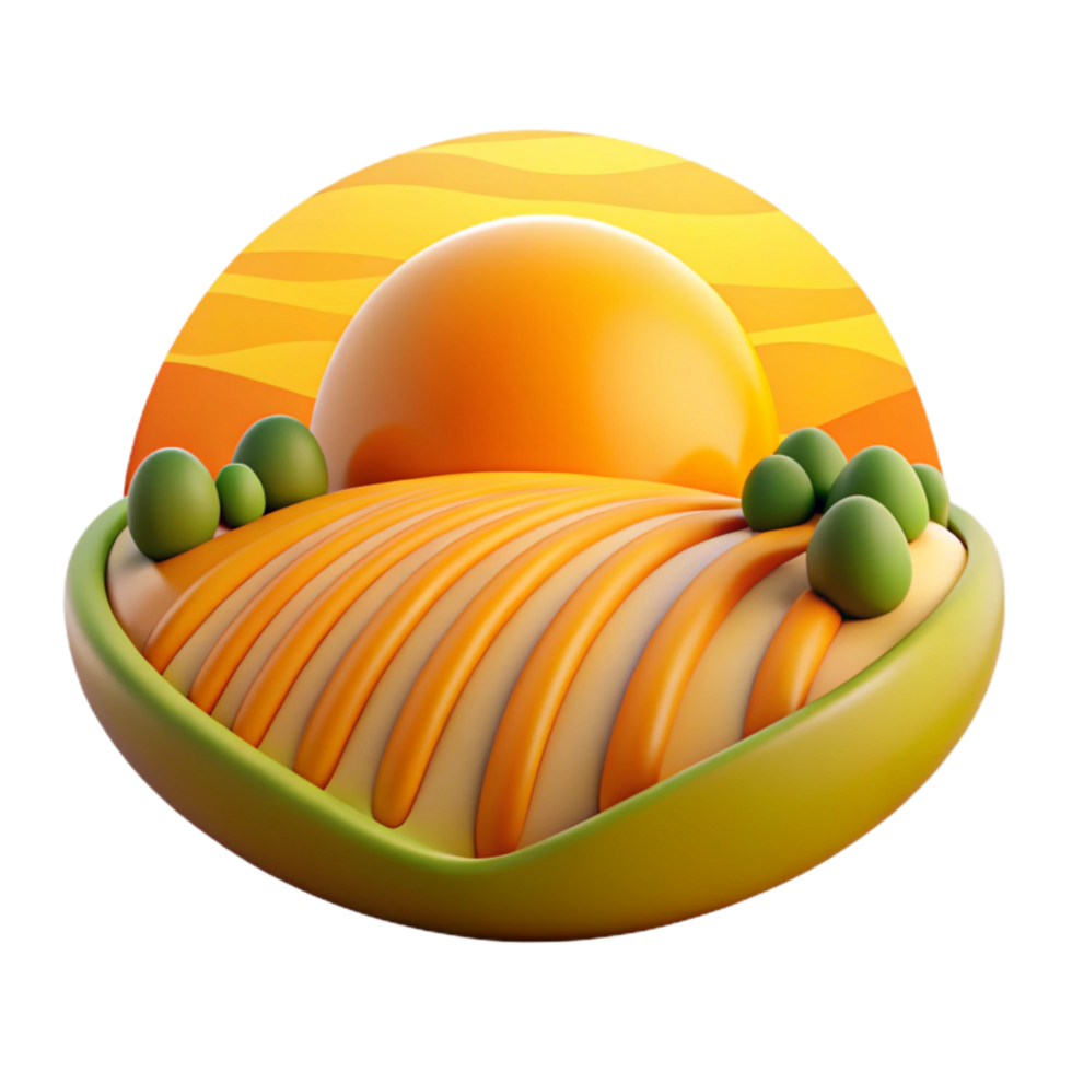 serene artistic Sunrise Over Farmland Orange and Yellow Transparent detailed png