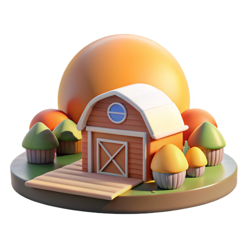 wonderful vintage Sunrise Over Farm Isolated on Transparent Background original png