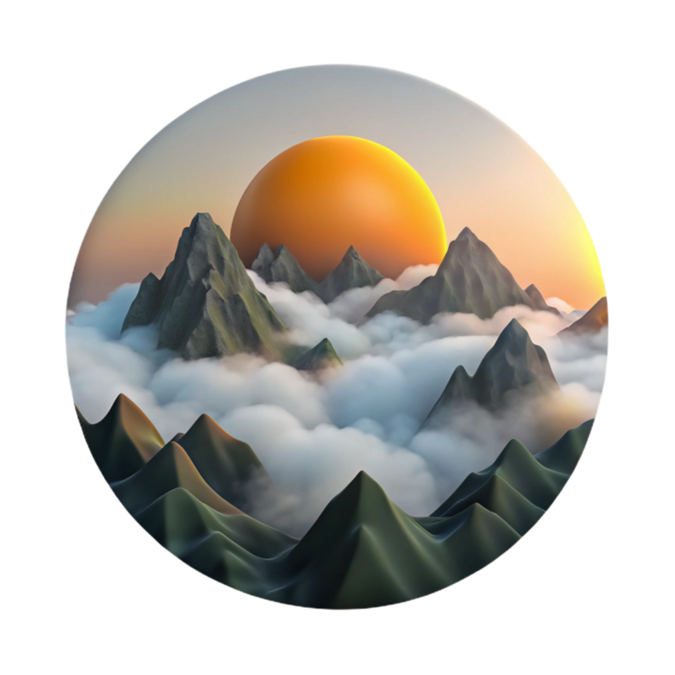 serene minimalist Sunrise Over Foggy Mountain Valley Transparent Cutout png