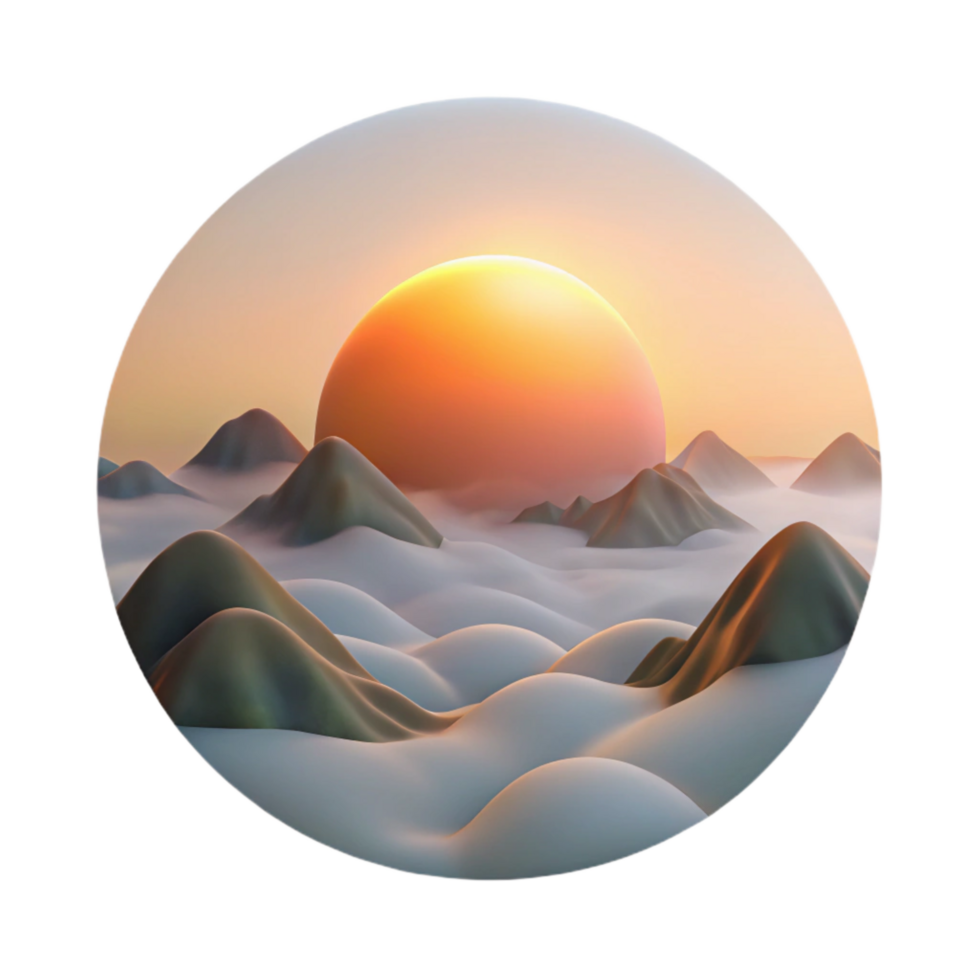 dramatic modern Sunrise Over Misty Valley Transparent Background exclusive png