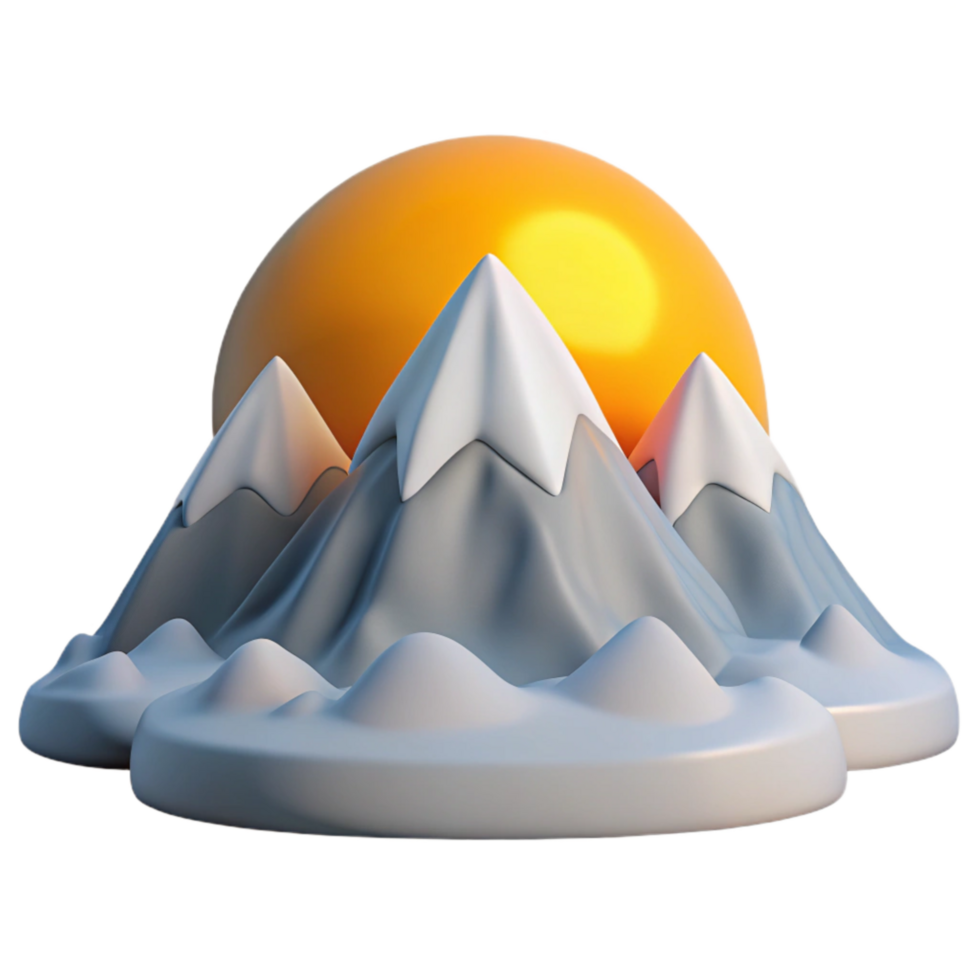 beautiful rustic Sunrise Over Snowy Mountains Transparent Isolated high resolution png
