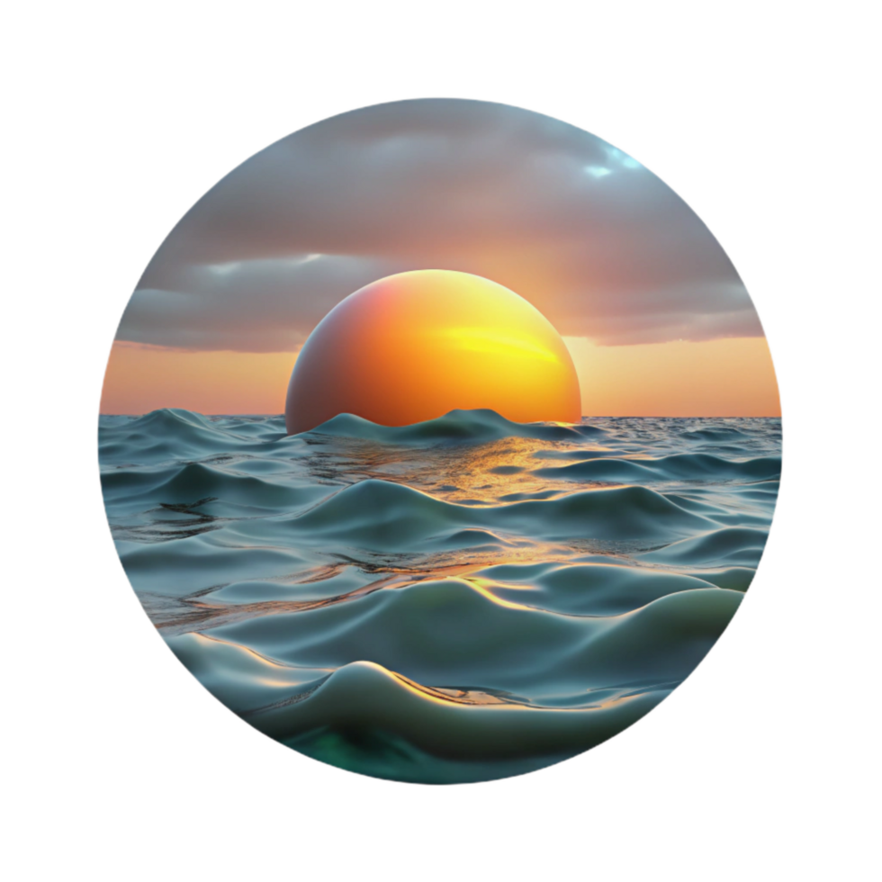 vibrant minimalist Sunrise Photography Scene Over Ocean Transparent Background exclusive png