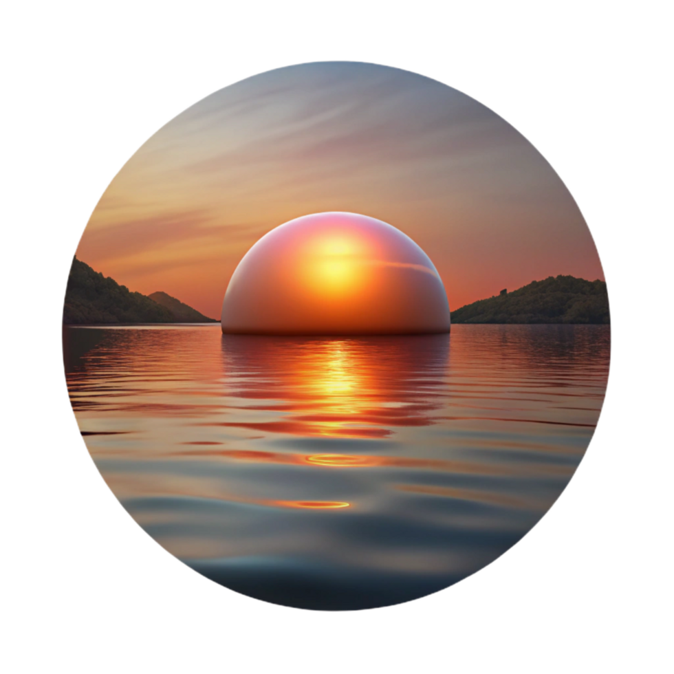 extraordinary abstract Sunset Over Calm Lake with Reflections Transparent Background genuine png