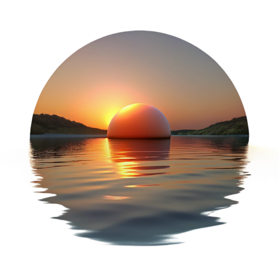elegant modern Sunset Over Calm Lake with Reflections Transparent Background premium png