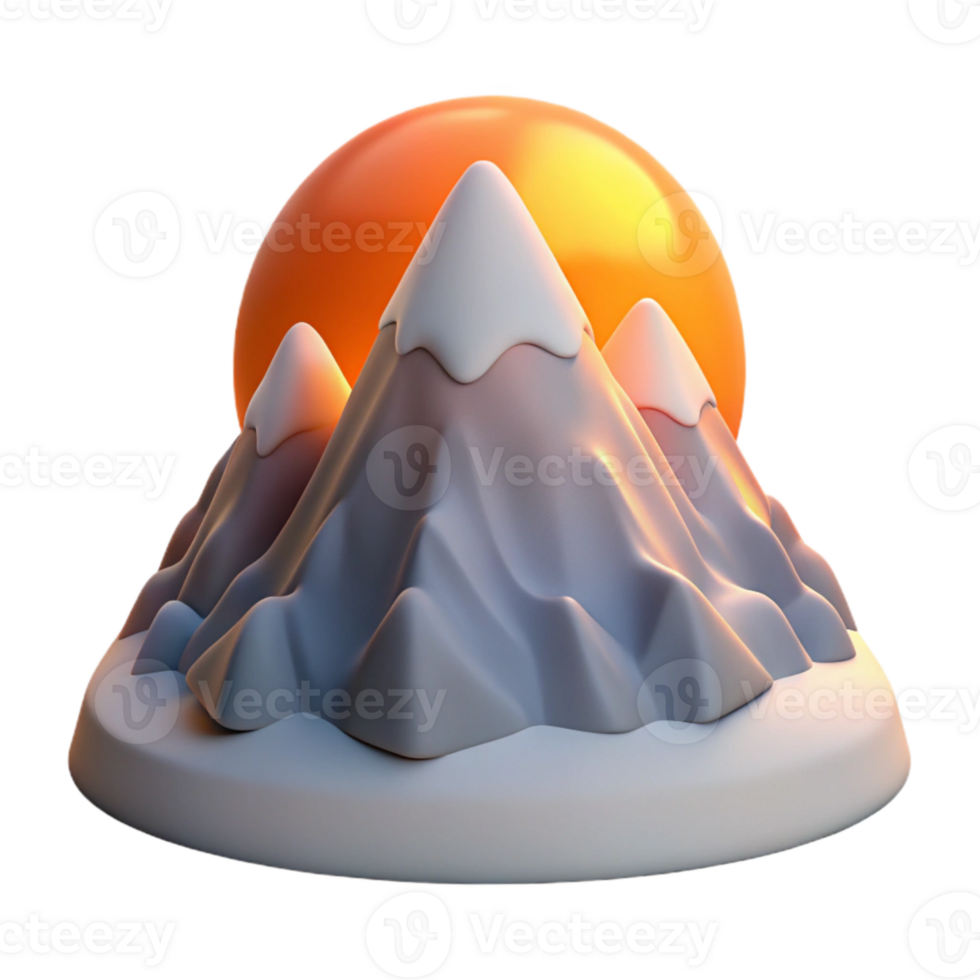 impressive rustic Sunset Over Icy Mountain Peak Isolated high resolution png