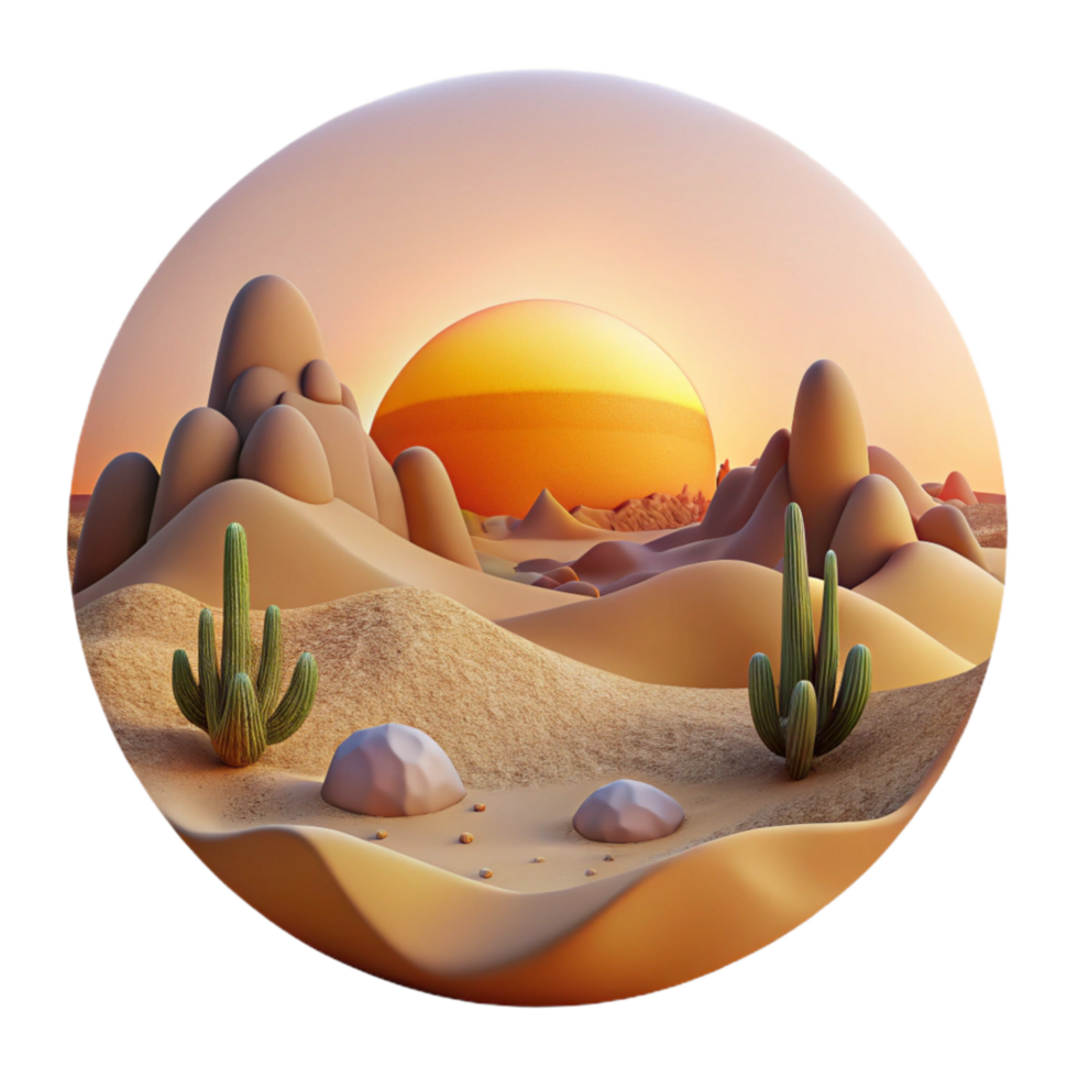 beautiful traditional Sunset Over Desert Landscape Panoramic View Cutout exclusive png