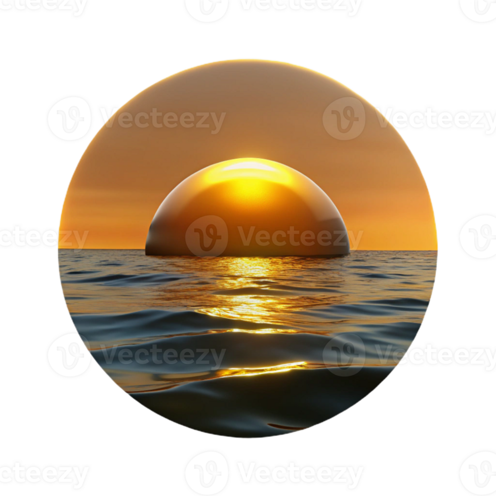 elegant creative Sunset Over Ocean Golden Light Silhouette View Isolated genuine png