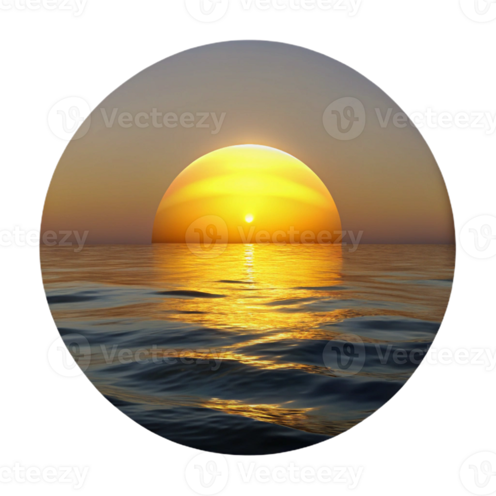 impressive rustic Sunset Over Ocean Golden Light Silhouette View Isolated high resolution png