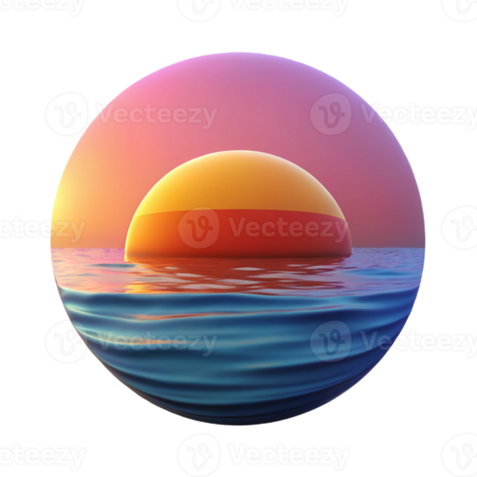 dramatic artistic Sunset Over Ocean Gradient Colors Cutout original png