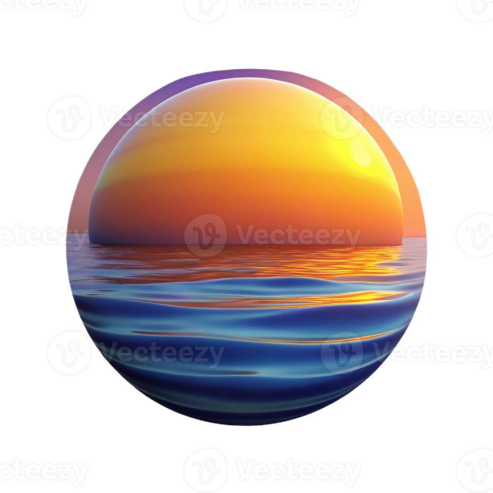 magnificent contemporary Sunset Over Ocean Gradient Colors Cutout professional png