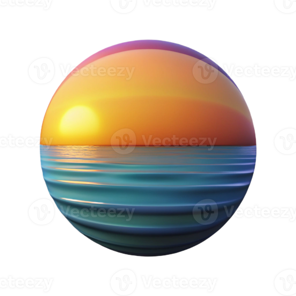serene traditional Sunset Over Ocean Gradient Colors Cutout high resolution png