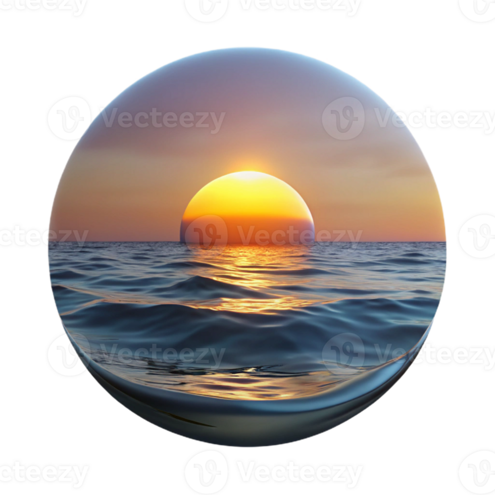 dramatic contemporary Sunset Over Ocean Horizon View Cutout Transparent Background original png