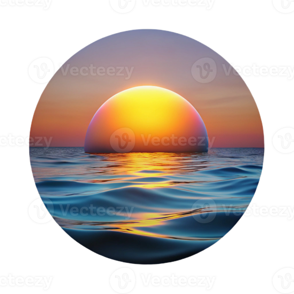 magnificent creative Sunset Over Ocean Landscape Transparent Background detailed png