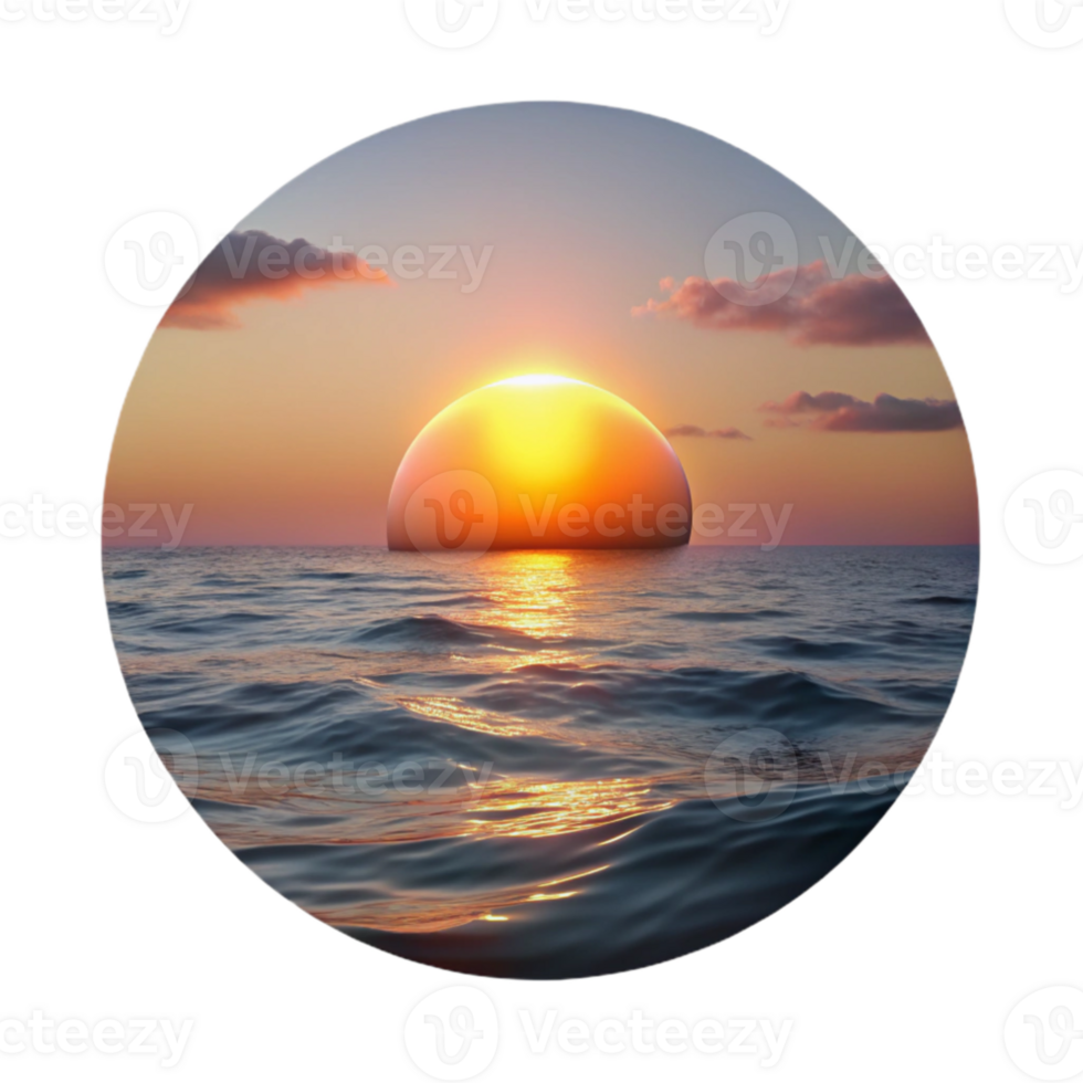 elegant abstract Sunset Over Ocean Horizon View Cutout Transparent Background premium png