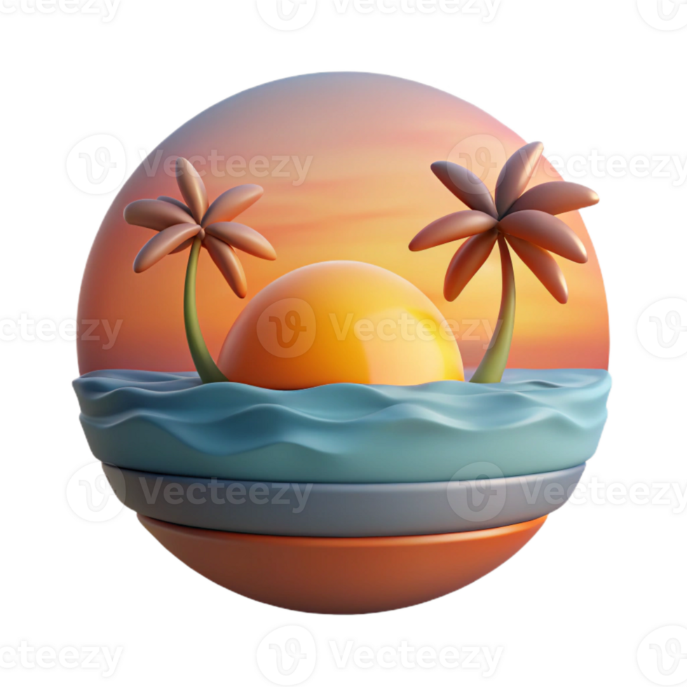 extraordinary classic Sunset Over Ocean Tropical View Isolated Element detailed png