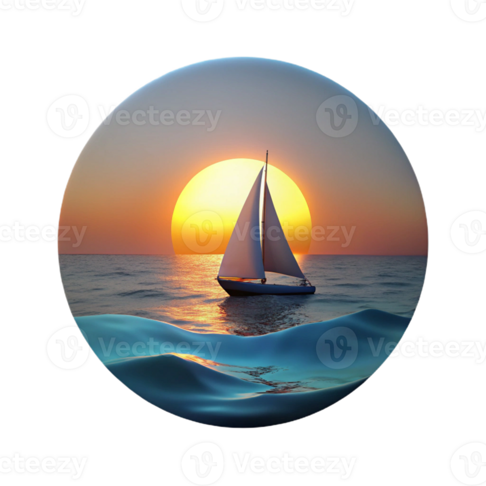 impressive minimalist Sunset Over Ocean with Sailboat Silhouette Cutout genuine png