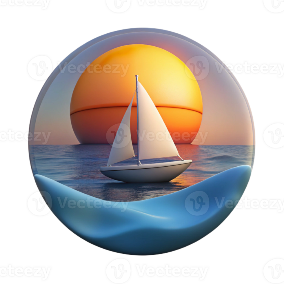 extraordinary modern Sunset Over Ocean with Sailboat Silhouette Cutout detailed png