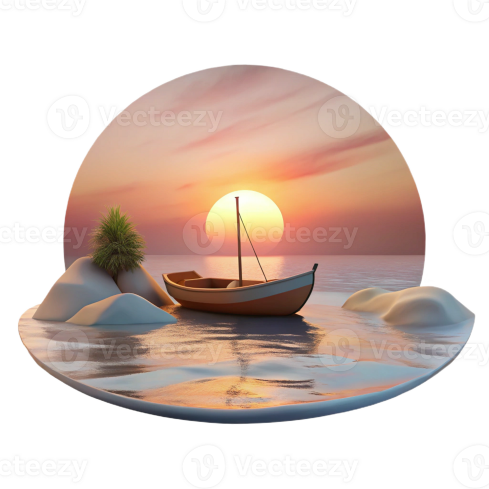 vibrant abstract Sunset Photography Scene with Silhouette Transparent Background png