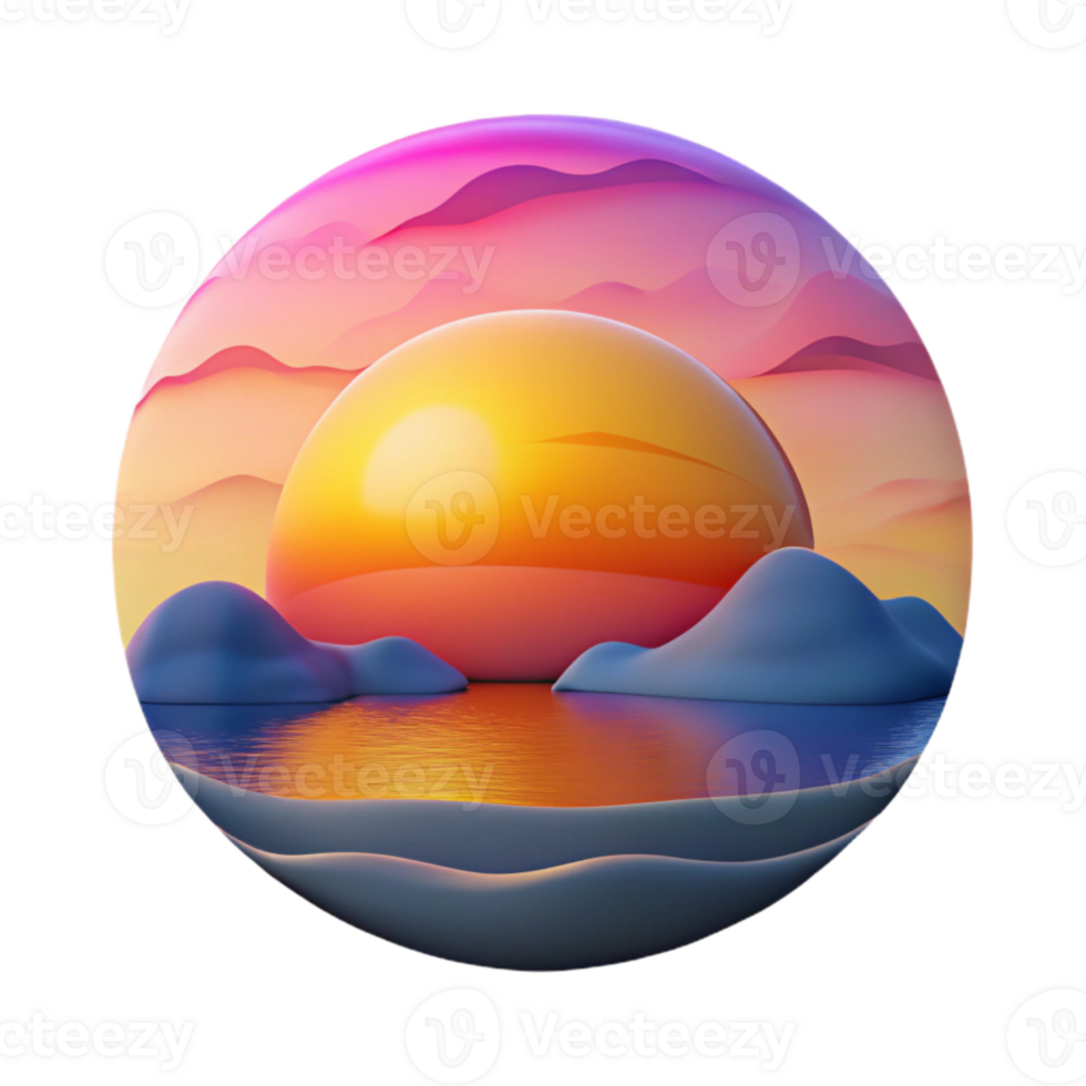 vibrant modern Sunset Photography Scene with Silhouette Transparent Background detailed png