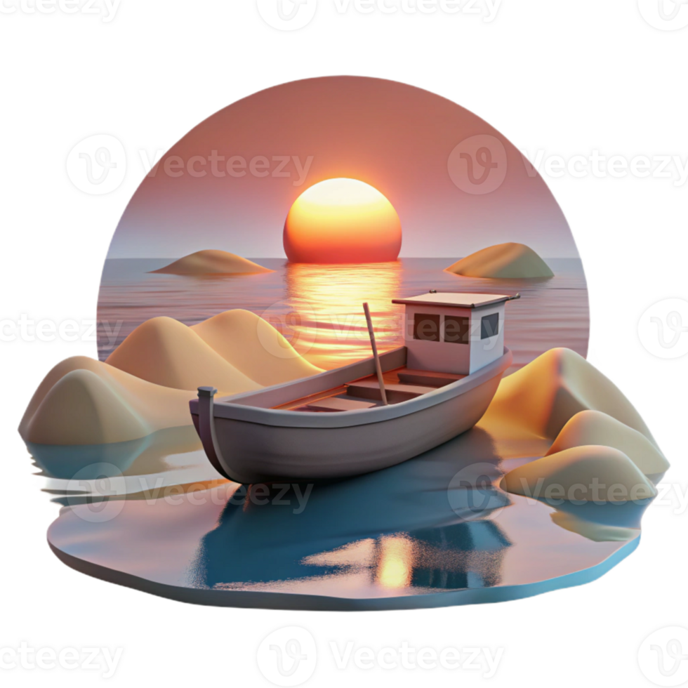 beautiful vintage Sunset Photography Scene with Silhouette Transparent Background authentic png