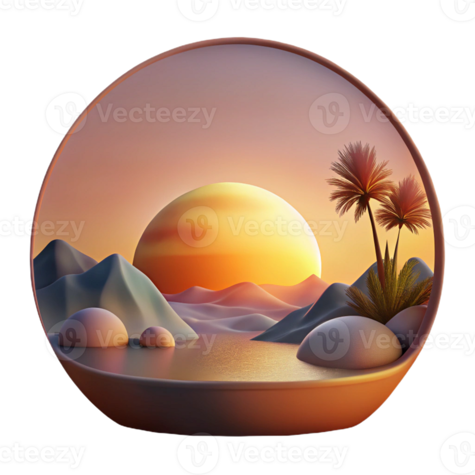 wonderful creative Sunset Photography Scene with Silhouette Transparent Background authentic png