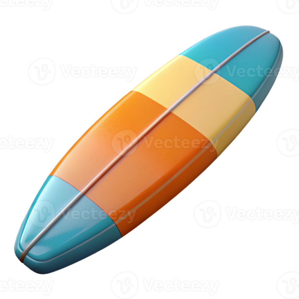beautiful minimalist Surfboard Retro Design Top View Transparent Background genuine png