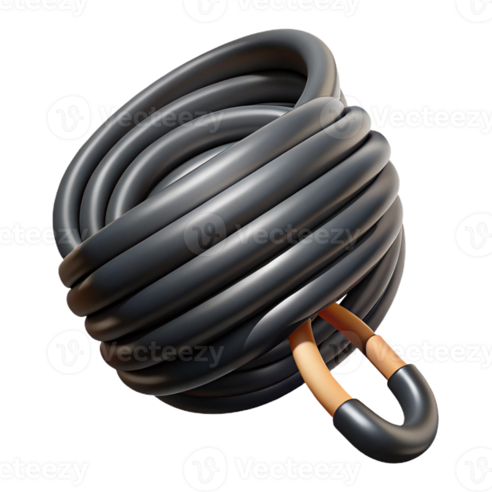 vibrant classic Surfboard Leash Coiled Black Isolated high quality png