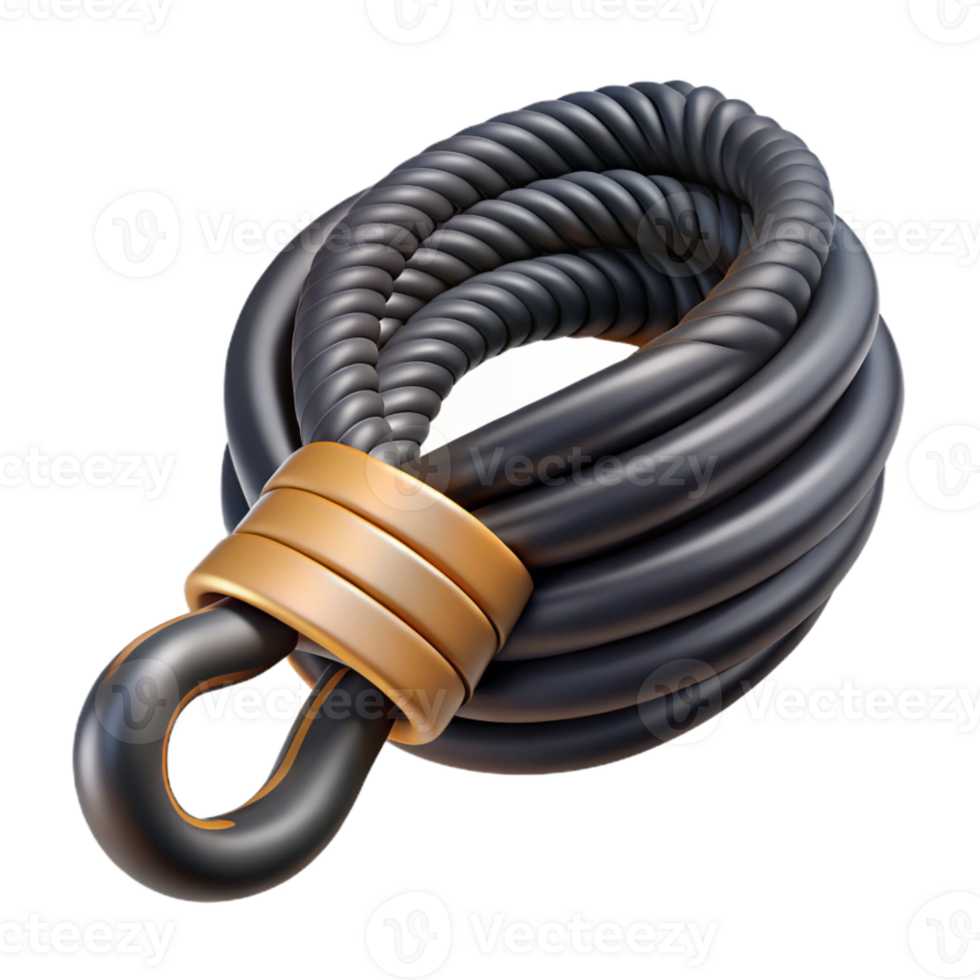 dramatic creative Surfboard Leash Coiled Black Isolated premium png