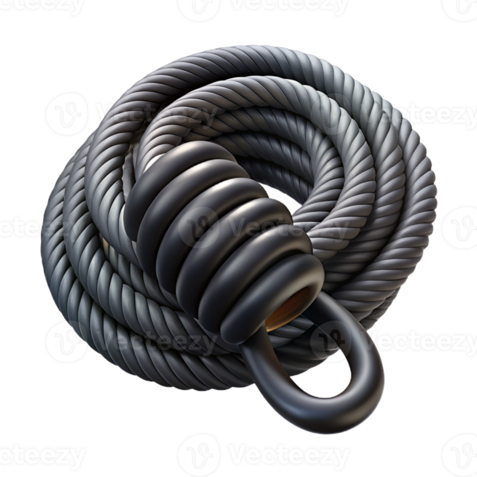 magnificent abstract Surfboard Leash Coiled Black Isolated high quality png