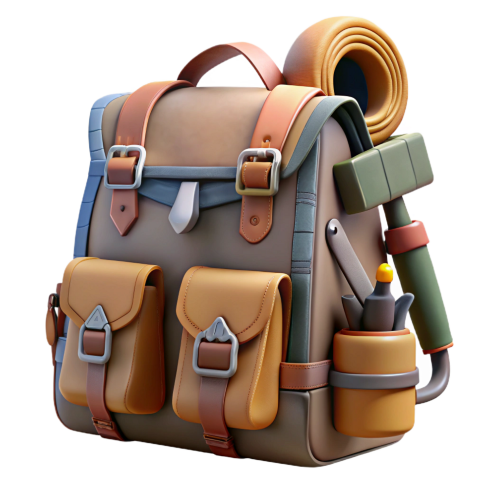 wonderful artistic Survival Gear Backpack and Tools Isolated genuine png