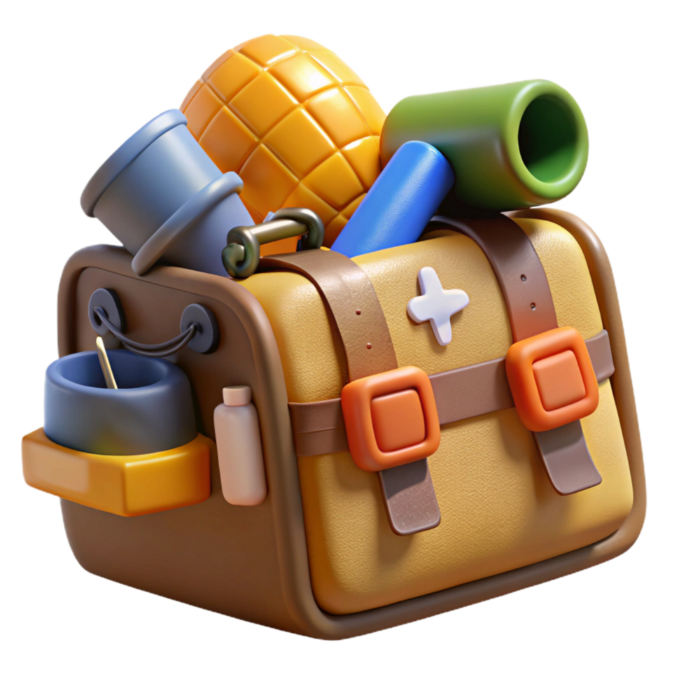 dramatic classic Survival Kit Contents Spilled Out Transparent Background genuine png