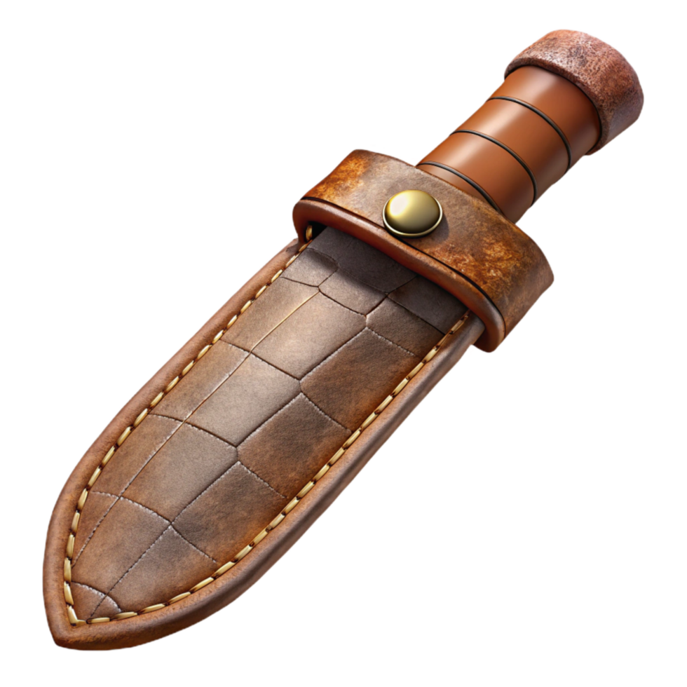 wonderful classic Survival Knife Sheath Made of Leather Transparent Background authentic png